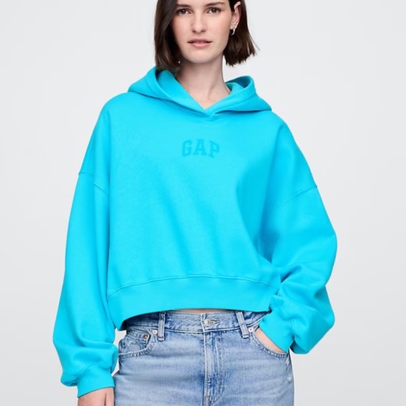 GAP Vintagesoft Arch Cropped Hoodie - Picture 1 of 4